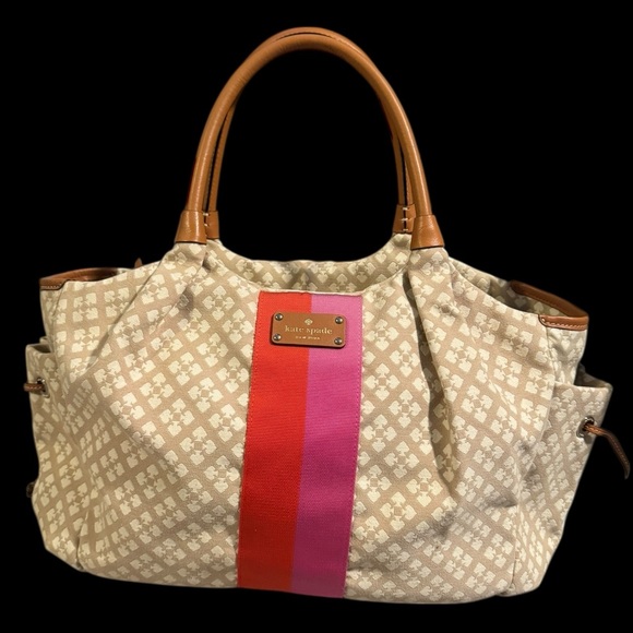 kate spade Handbags - Kate Spade Classic Stevie Baby Bag in Stucco Jacquard Fabric